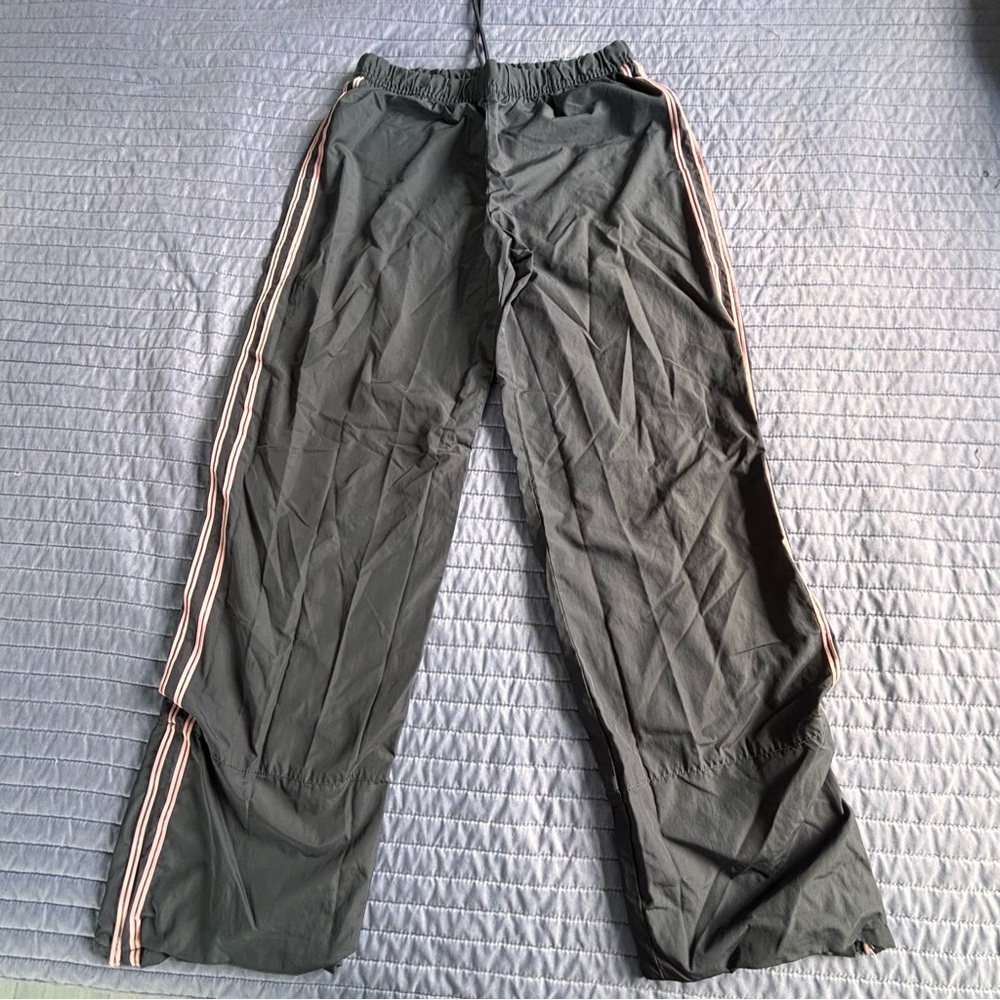 Vintage Y2K Llanes Prospirit Charcoal Gray Track Pants with Pink Stripes